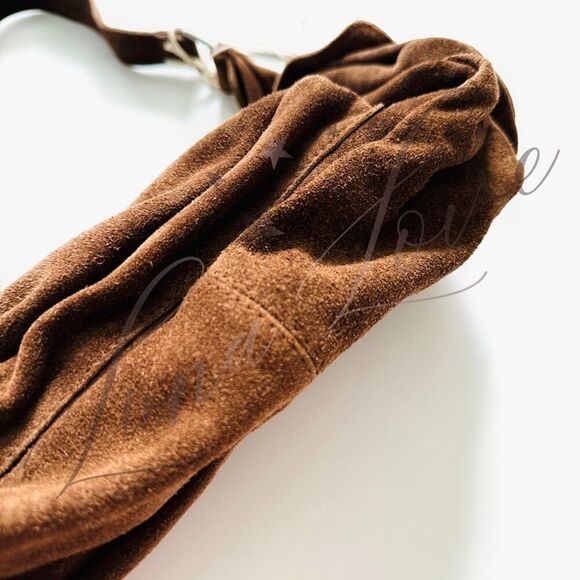 FREE PEOPLE Siren Suede Shoulder/Crossbody Bag In Coconut Shell NWT - Picture 4 of 9